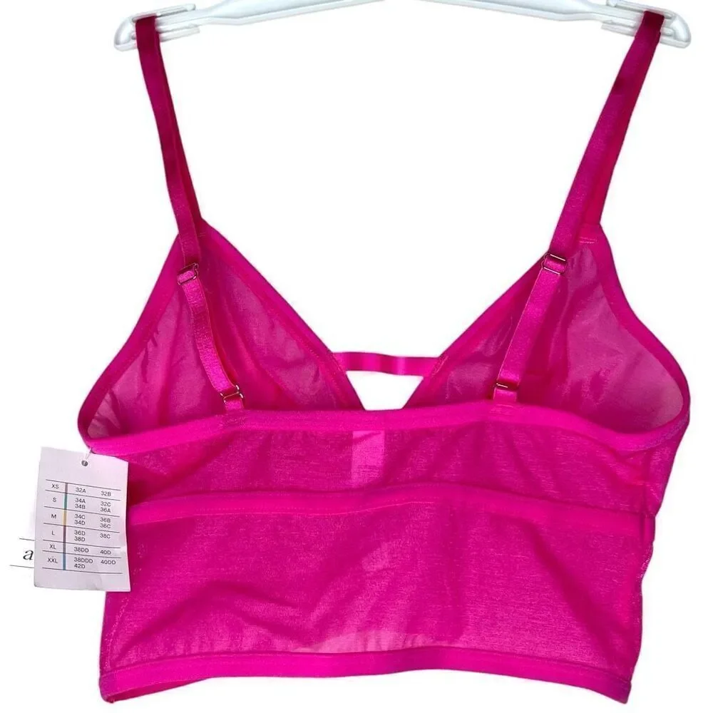 NEW Auden Women's Mesh Longline Pink Bralette XS